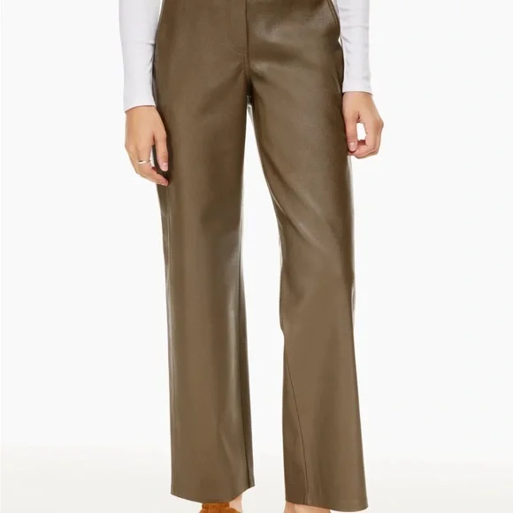Aritzia Olive Green Straight-Leg Pants - Picture 8 of 9